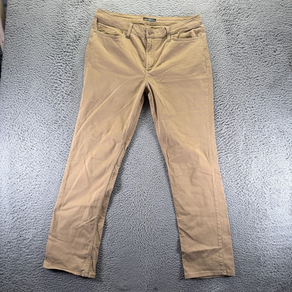 Lee Legendary Jeans Women 16 Beige Cotton Straight Leg Mid Rise Workwear Stretch
